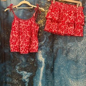 Old Navy red/pink tank and skort set Size Large (NWT)